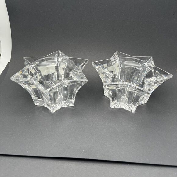 2 Vtg Villeroy & Boch Germany Lg Glass Star Votive Candle Holders Lucca 4.75" - Picture 16 of 16